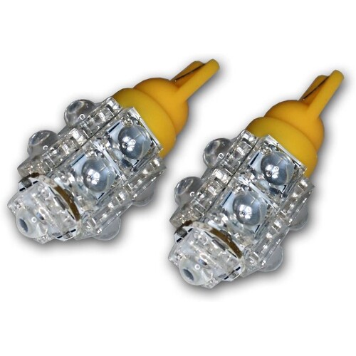 TuningPros LEDPL-T10-AHP1 Parking Light LED Light Bulbs T10 Wedge High Power LED Amber 2-pc Set 