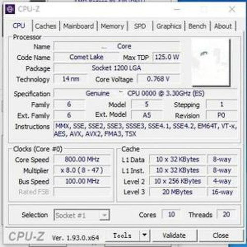 Intel Core i9-10900K es i9 10900K es QTB2 3.3 GHz Ten-Core Twenty